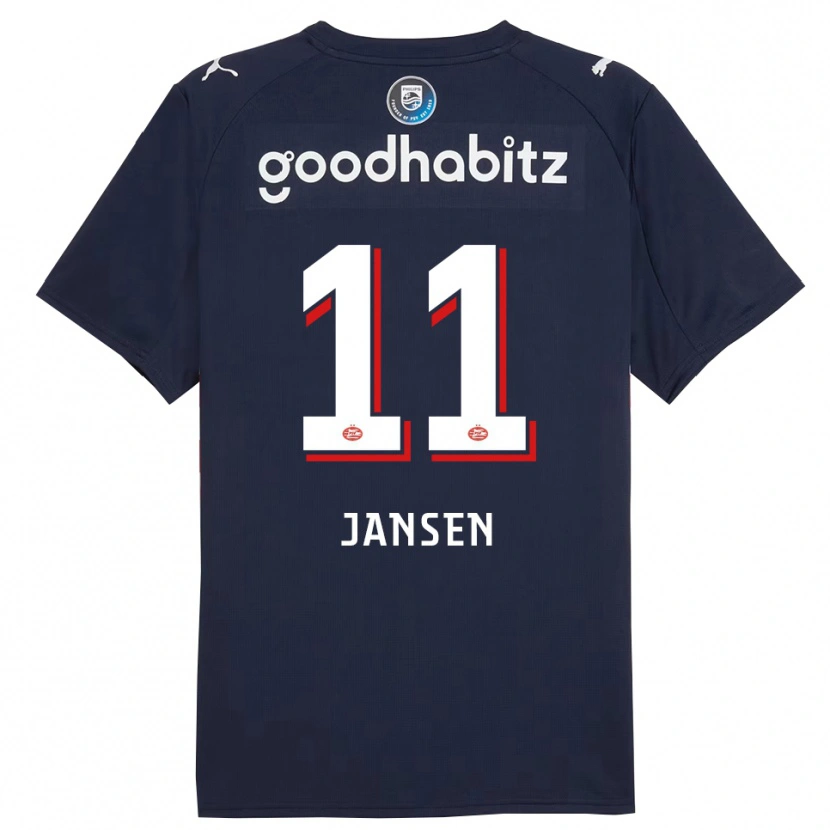 Danxen Uomo Maglia Renate Jansen #11 Navy Bianco Kit Gara Away 2025/26 Maglietta