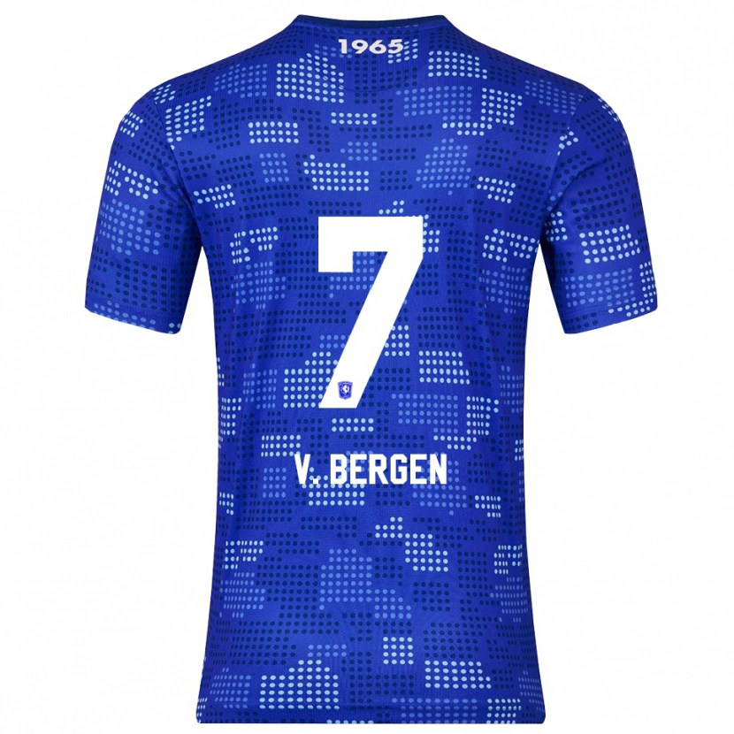 Danxen Uomo Maglia Mitchell Van Bergen #7 Blu Azzurro Kit Gara Away 2025/26 Maglietta