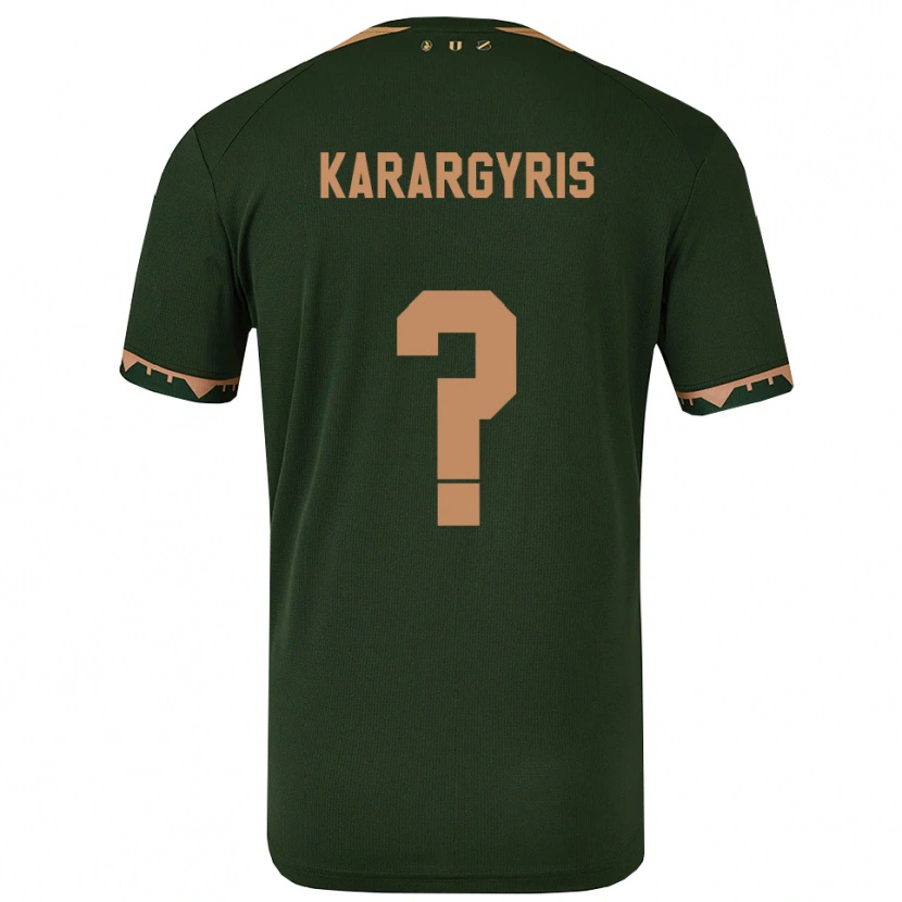 Danxen Uomo Maglia Zois Karargyris #0 Verde Oro Kit Gara Away 2025/26 Maglietta