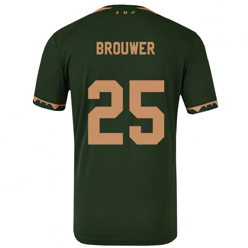 Danxen Uomo Maglia Michael Brouwer #25 Verde Oro Kit Gara Away 2025/26 Maglietta