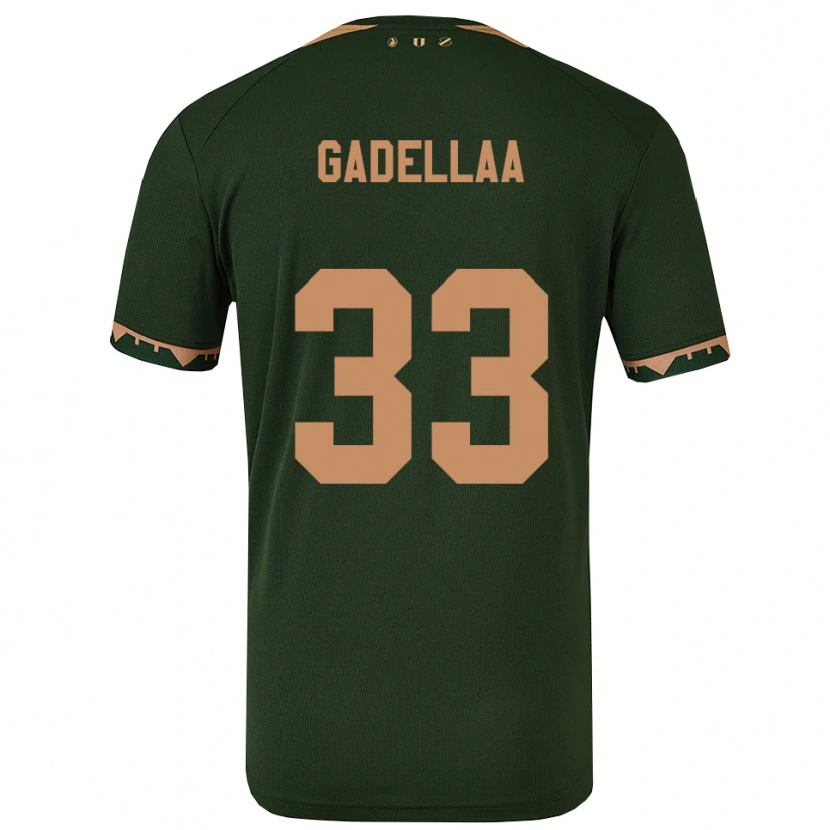 Danxen Uomo Maglia Kevin Gadellaa #33 Verde Oro Kit Gara Away 2025/26 Maglietta