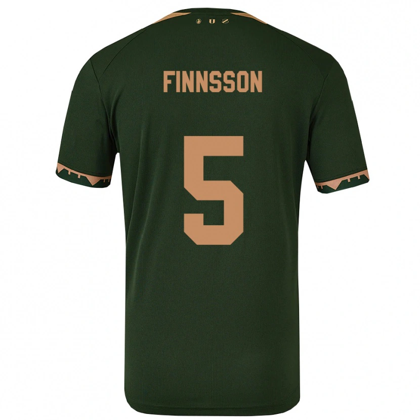 Danxen Uomo Maglia Kolbeinn Finnsson #5 Verde Oro Kit Gara Away 2025/26 Maglietta