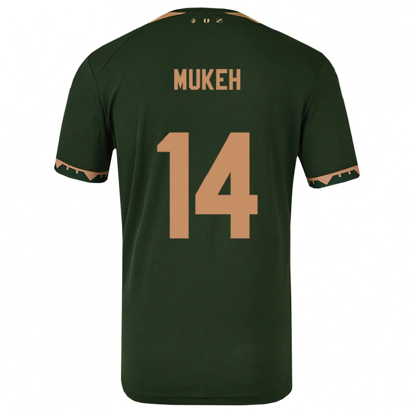 Danxen Uomo Maglia Joshua Mukeh #14 Verde Oro Kit Gara Away 2025/26 Maglietta