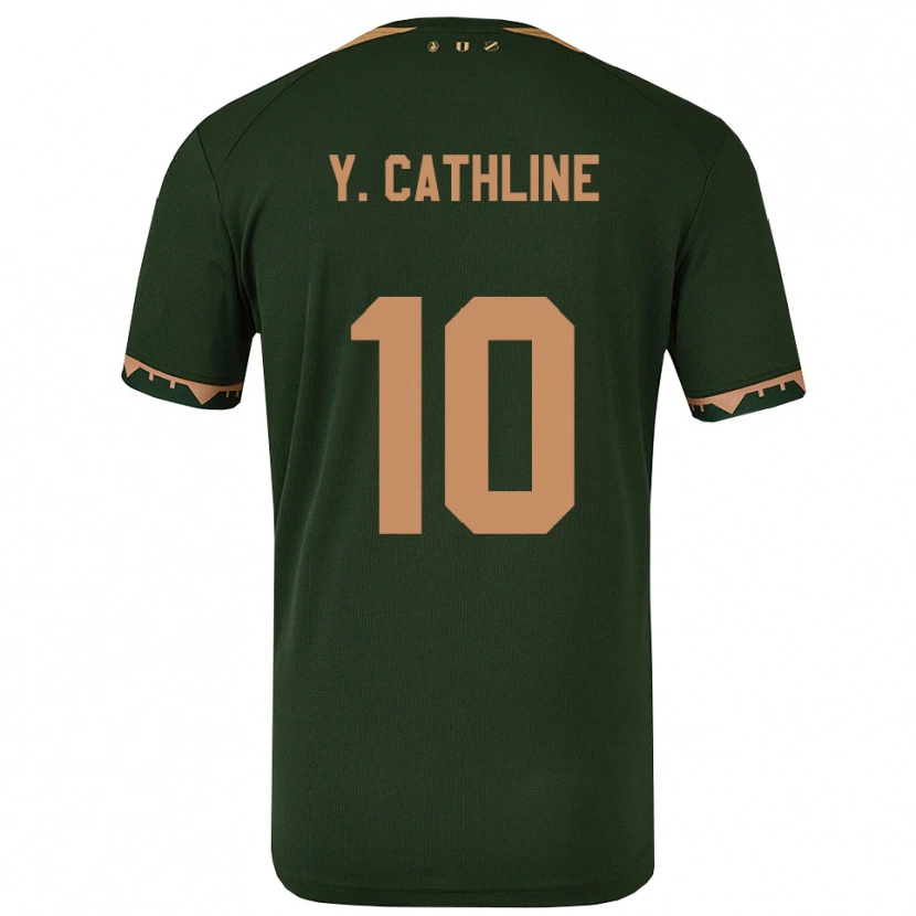 Danxen Uomo Maglia Yoann Cathline #10 Verde Oro Kit Gara Away 2025/26 Maglietta