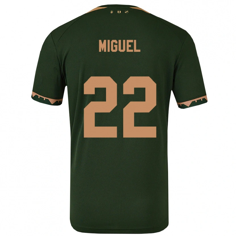 Danxen Uomo Maglia Miguel Rodríguez #22 Verde Oro Kit Gara Away 2025/26 Maglietta