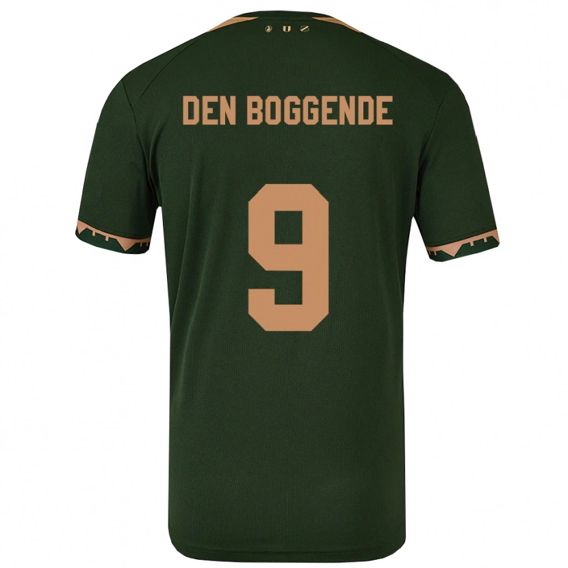 Danxen Uomo Maglia Tijn Den Boggende #9 Verde Oro Kit Gara Away 2025/26 Maglietta