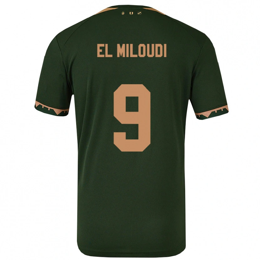 Danxen Uomo Maglia Rayan El Miloudi #9 Verde Oro Kit Gara Away 2025/26 Maglietta