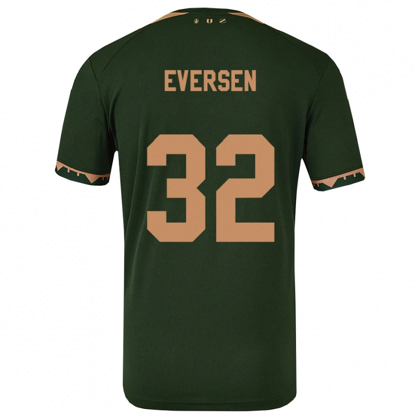 Danxen Uomo Maglia Justin Eversen #32 Verde Oro Kit Gara Away 2025/26 Maglietta