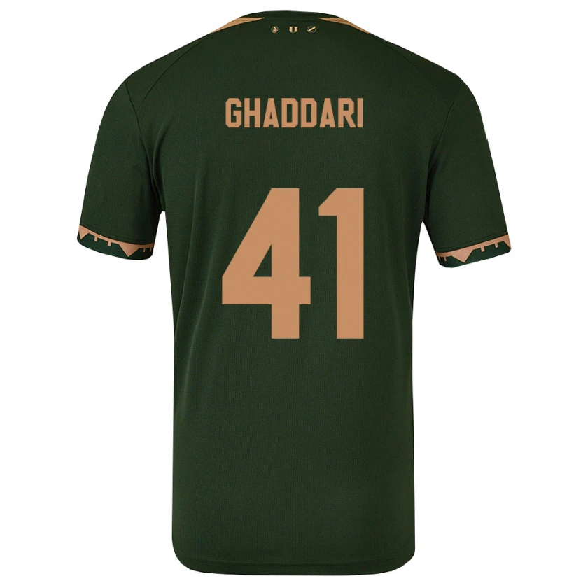 Danxen Uomo Maglia Massien Ghaddari #41 Verde Oro Kit Gara Away 2025/26 Maglietta