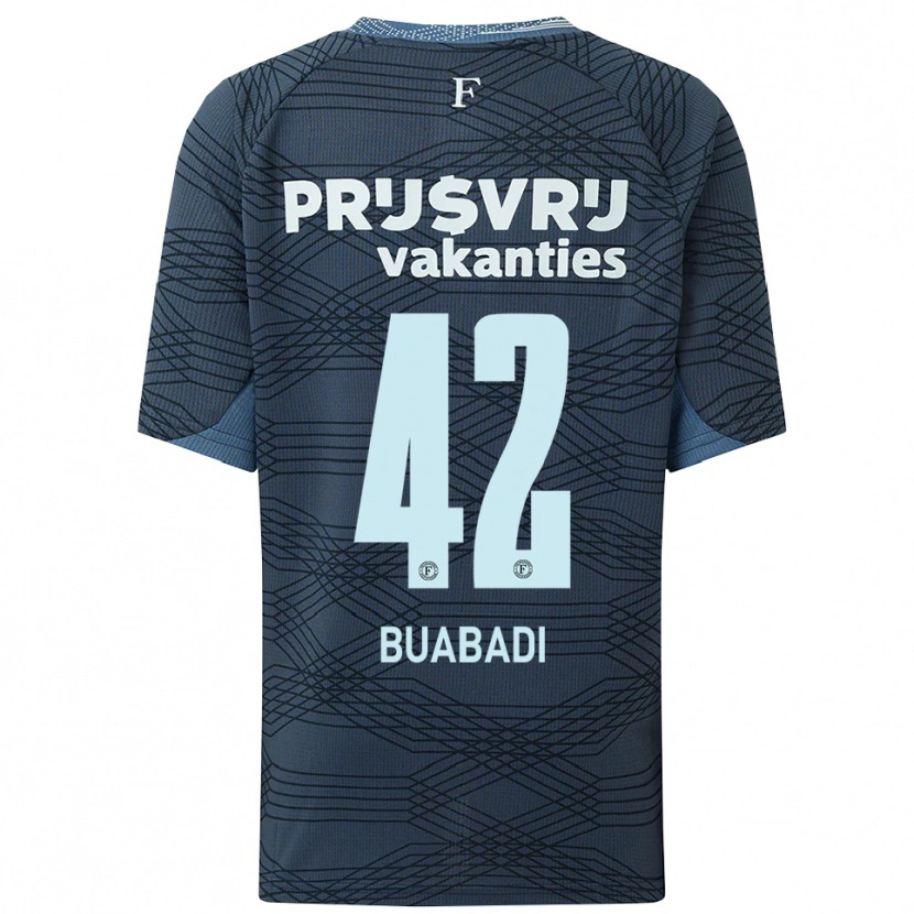 Danxen Uomo Maglia Esther Buabadi #42 Nero Grigio Kit Gara Away 2025/26 Maglietta