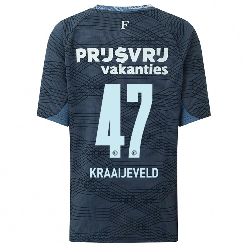 Danxen Uomo Maglia Thijs Kraaijeveld #47 Nero Grigio Kit Gara Away 2025/26 Maglietta