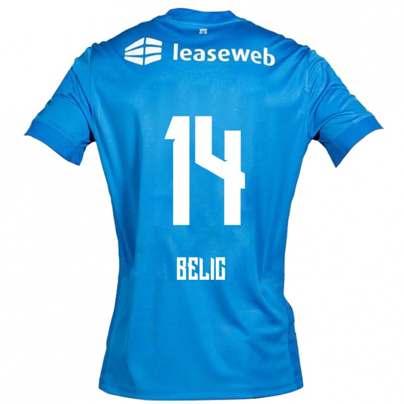 Danxen Uomo Maglia Kristijan Belic #14 Blu Bianco Kit Gara Away 2025/26 Maglietta