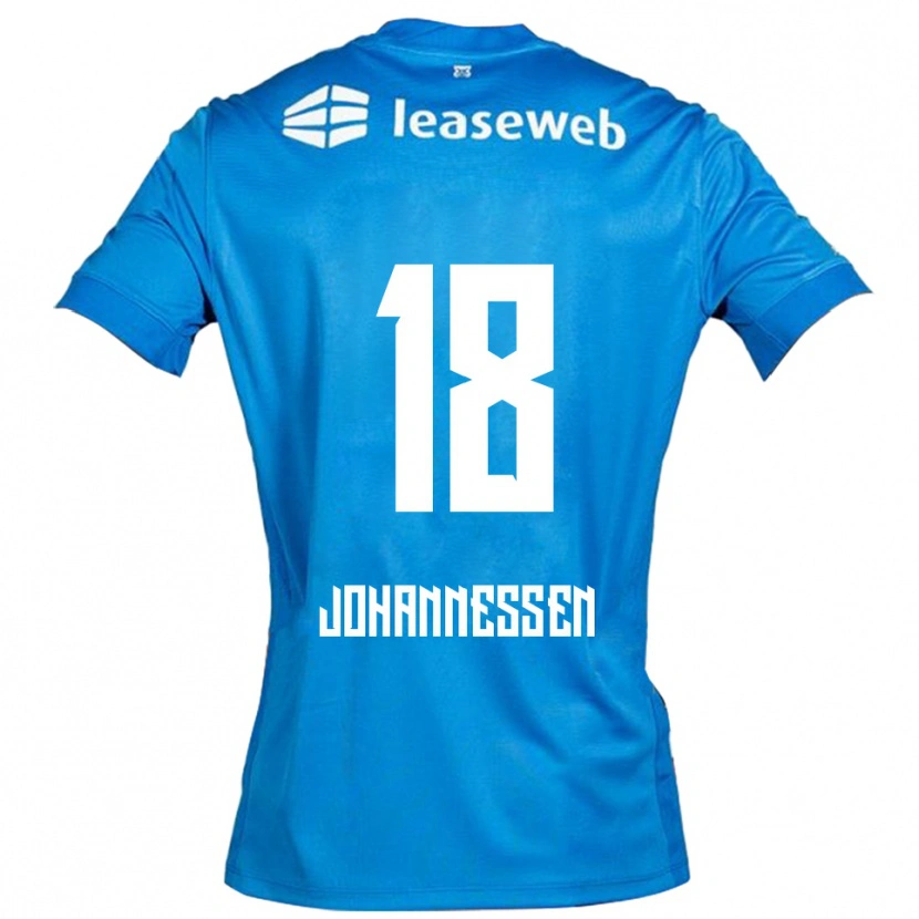 Danxen Uomo Maglia Tómas Johannessen #18 Blu Bianco Kit Gara Away 2025/26 Maglietta