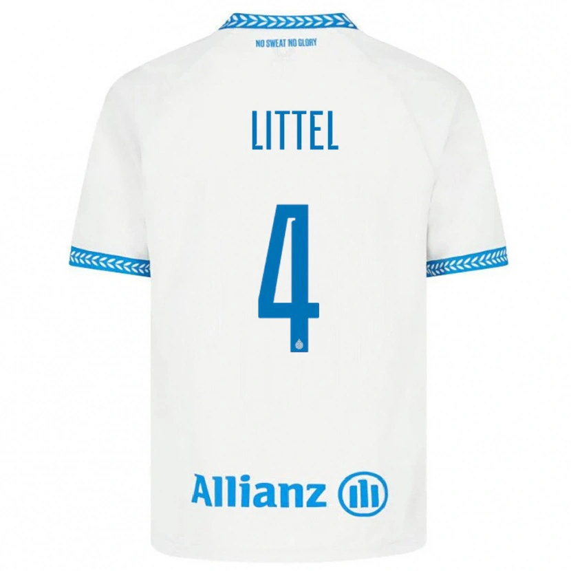 Danxen Uomo Maglia Amy Littel #4 Blu Bianco Kit Gara Away 2025/26 Maglietta