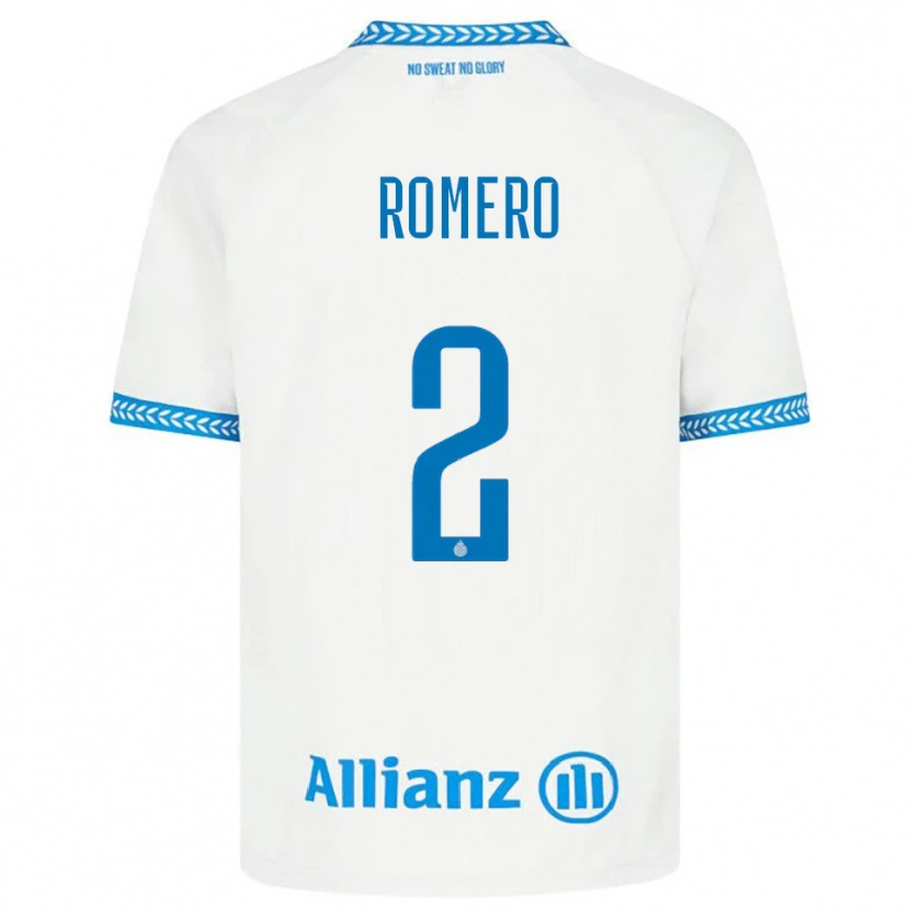 Danxen Uomo Maglia Zaid Romero #2 Blu Bianco Kit Gara Away 2025/26 Maglietta