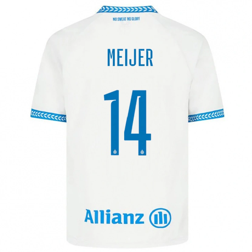 Danxen Uomo Maglia Bjorn Meijer #14 Blu Bianco Kit Gara Away 2025/26 Maglietta