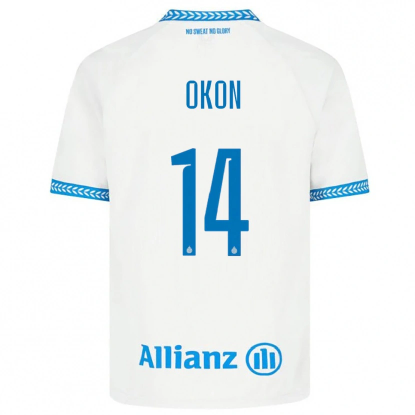 Danxen Uomo Maglia Gianluca Okon #14 Blu Bianco Kit Gara Away 2025/26 Maglietta