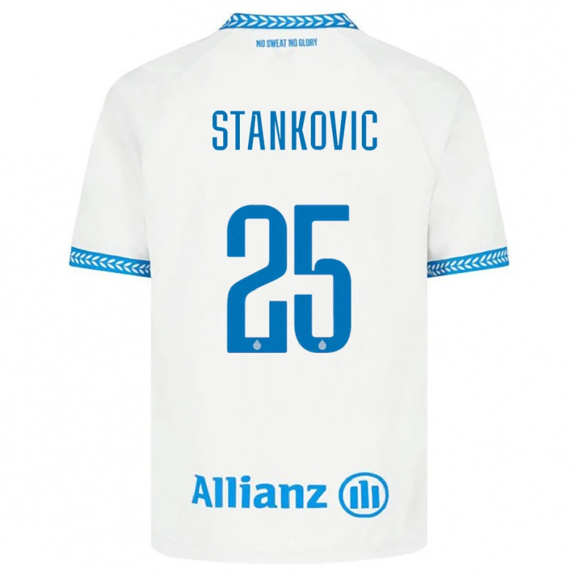 Danxen Uomo Maglia Aleksandar Stanković #25 Blu Bianco Kit Gara Away 2025/26 Maglietta