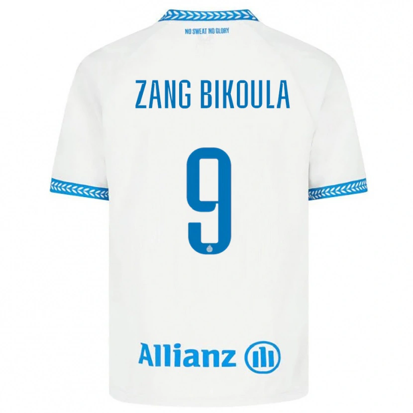 Danxen Uomo Maglia Véronique Zang Bikoula #9 Blu Bianco Kit Gara Away 2025/26 Maglietta