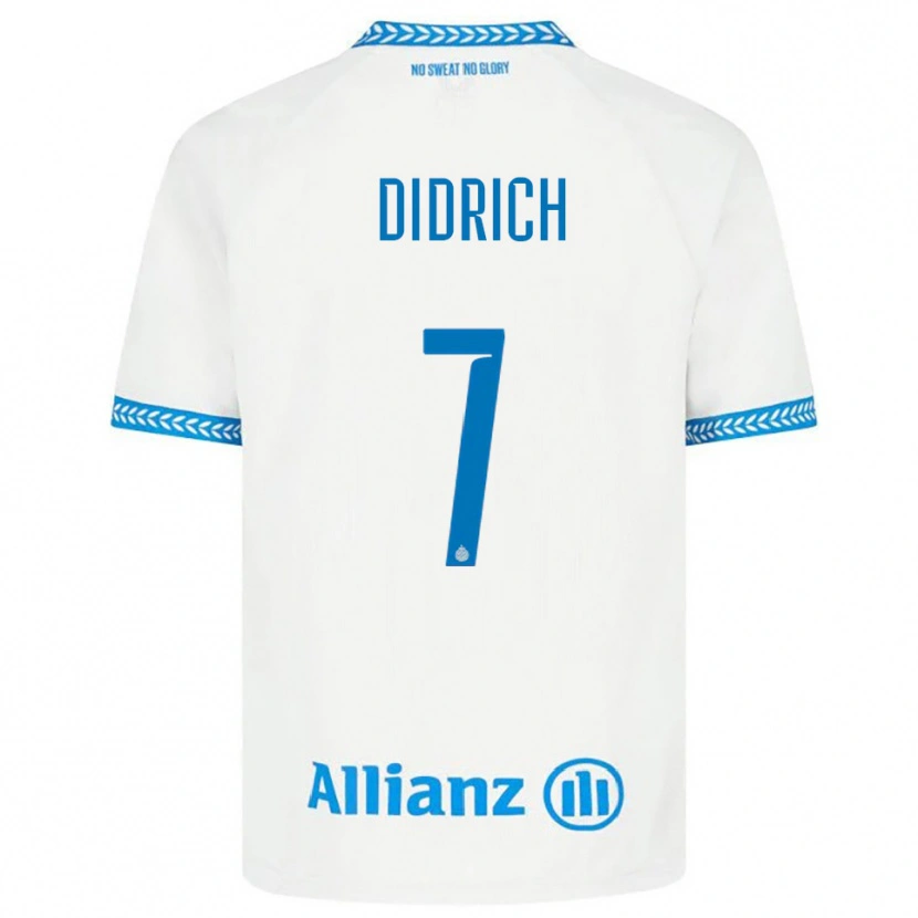 Danxen Uomo Maglia Brian Didrich #7 Blu Bianco Kit Gara Away 2025/26 Maglietta