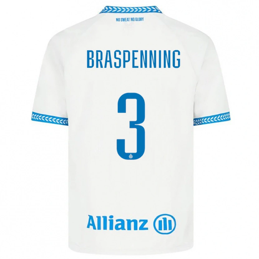 Danxen Uomo Maglia Daan Braspenning #3 Blu Bianco Kit Gara Away 2025/26 Maglietta