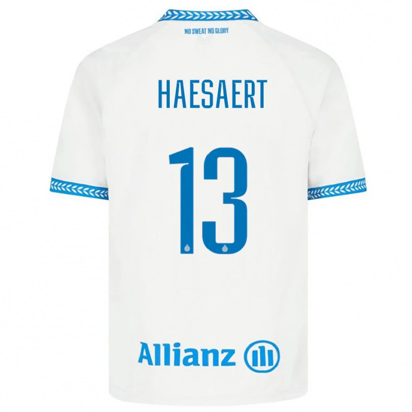 Danxen Uomo Maglia Mateo Haesaert #13 Blu Bianco Kit Gara Away 2025/26 Maglietta