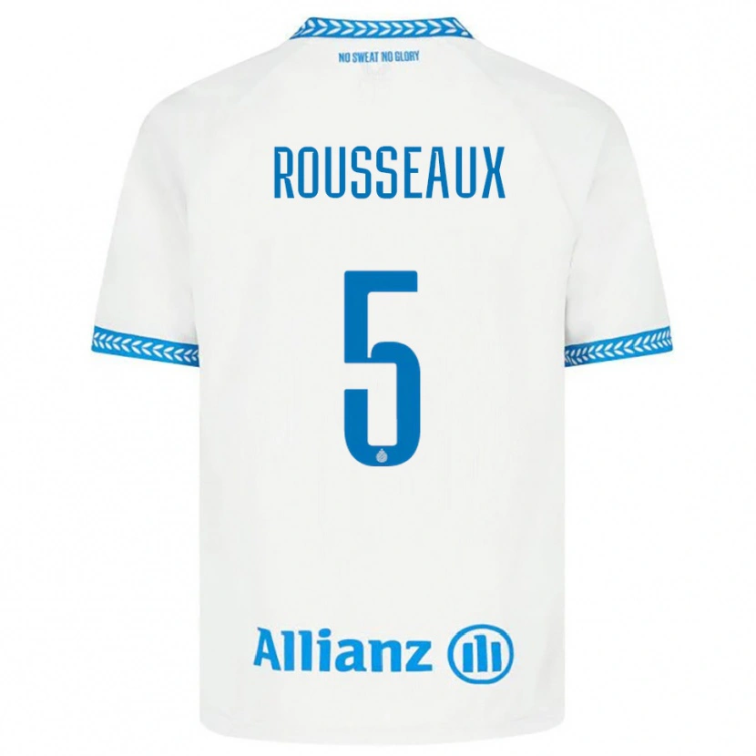 Danxen Uomo Maglia Luca Rousseaux #5 Blu Bianco Kit Gara Away 2025/26 Maglietta