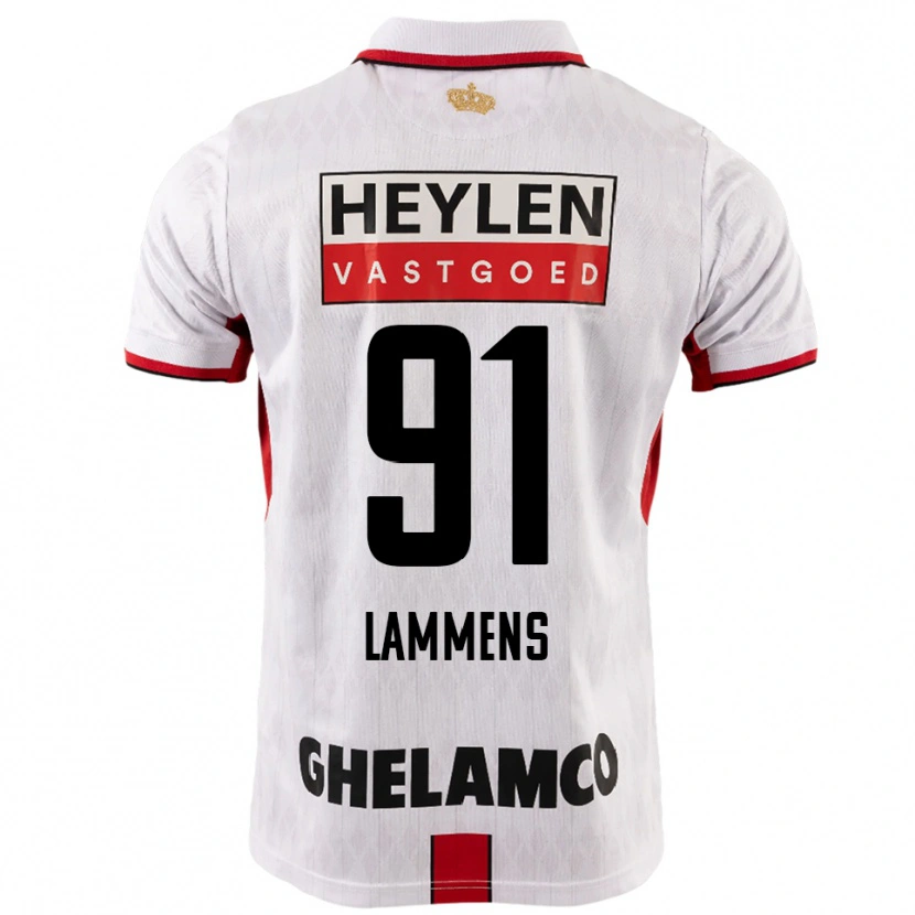 Danxen Uomo Maglia Senne Lammens #91 Bianco Rosso Kit Gara Away 2025/26 Maglietta