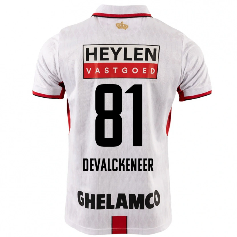 Danxen Uomo Maglia Niels Devalckeneer #81 Bianco Rosso Kit Gara Away 2025/26 Maglietta