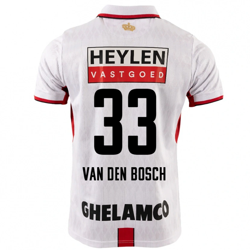 Danxen Uomo Maglia Zeno Van Den Bosch #33 Bianco Rosso Kit Gara Away 2025/26 Maglietta
