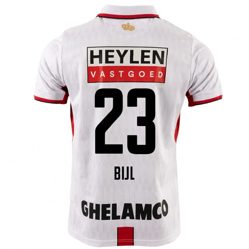 Danxen Uomo Maglia Glenn Bijl #23 Bianco Rosso Kit Gara Away 2025/26 Maglietta