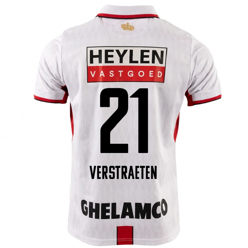 Danxen Uomo Maglia Andreas Verstraeten #21 Bianco Rosso Kit Gara Away 2025/26 Maglietta