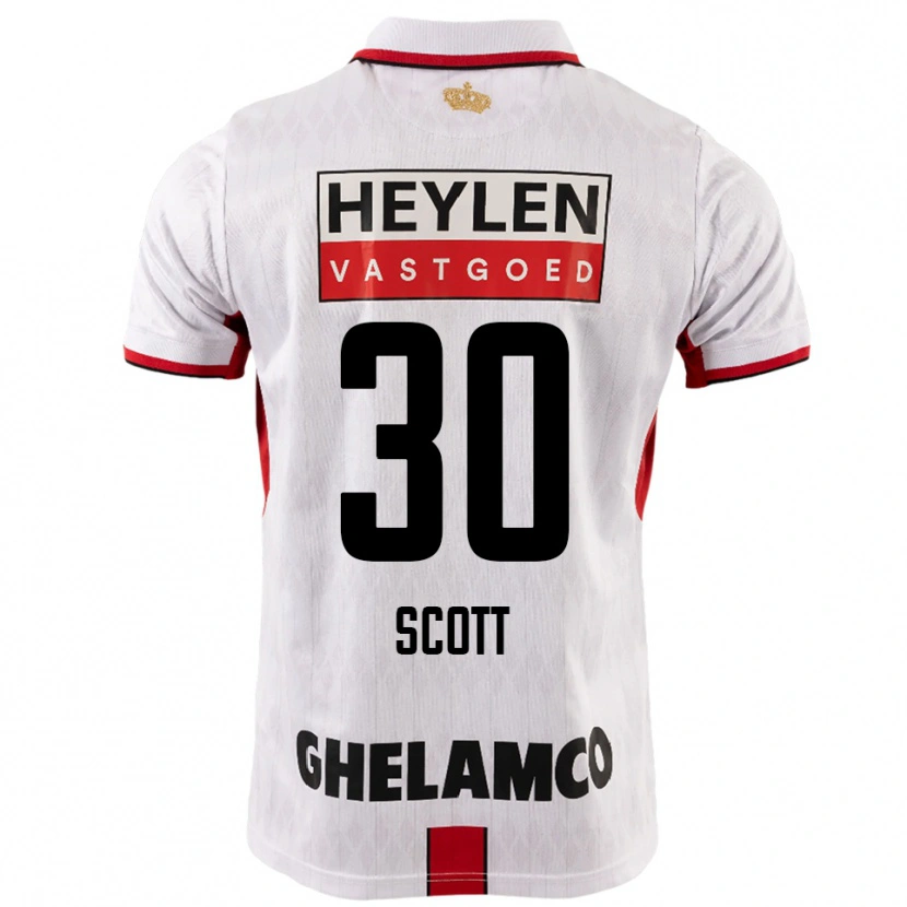 Danxen Uomo Maglia Christopher Scott #30 Bianco Rosso Kit Gara Away 2025/26 Maglietta
