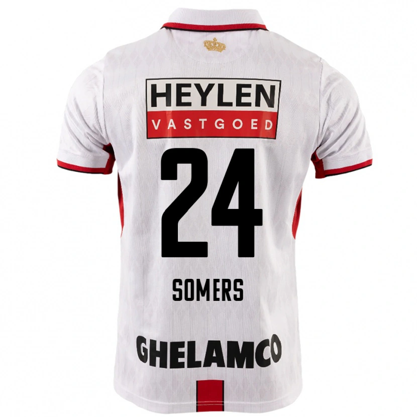Danxen Uomo Maglia Thibo Somers #24 Bianco Rosso Kit Gara Away 2025/26 Maglietta