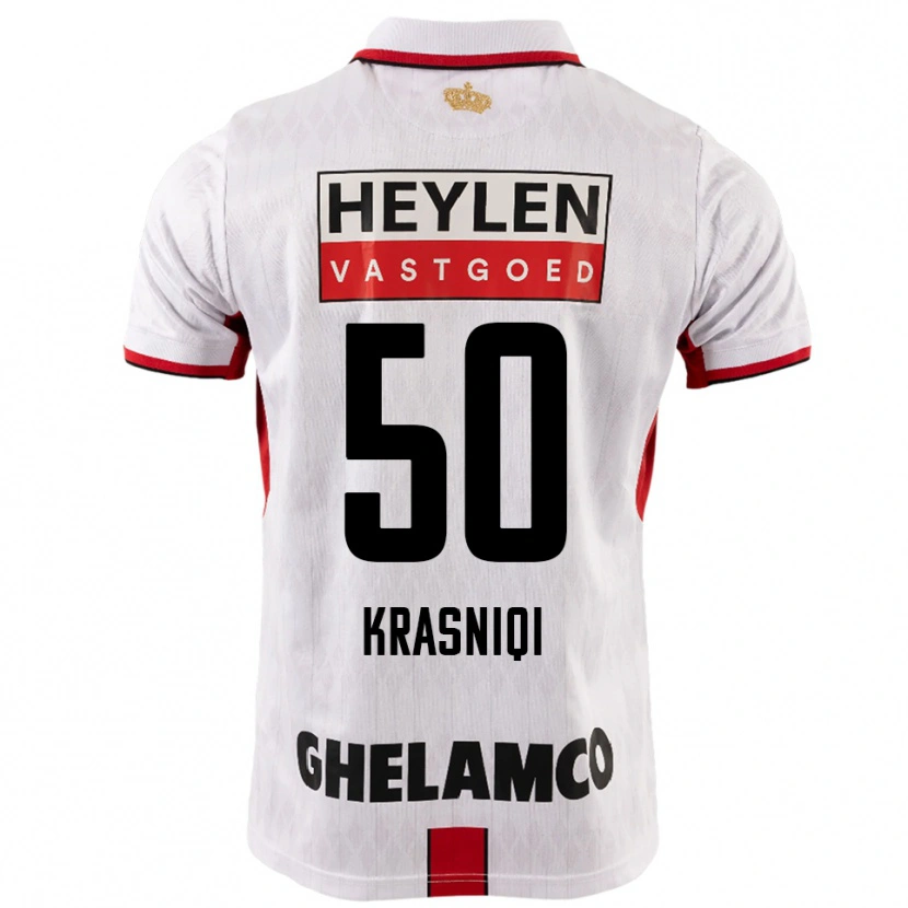 Danxen Uomo Maglia Laurit Krasniqi #50 Bianco Rosso Kit Gara Away 2025/26 Maglietta