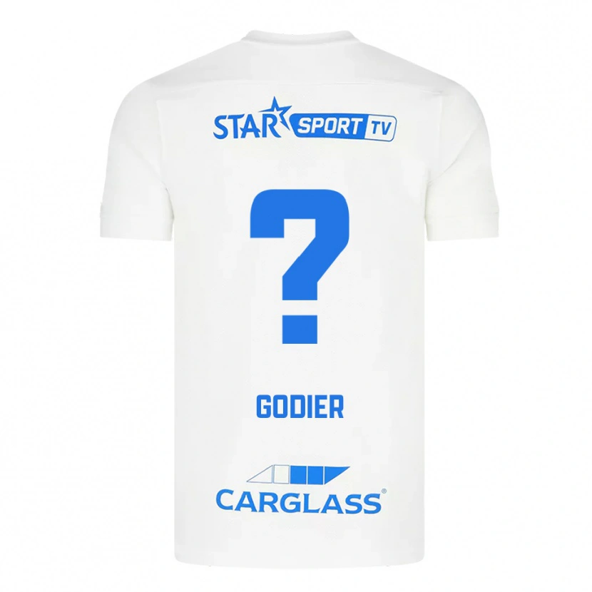 Danxen Uomo Maglia Chelsea Godier #0 Bianco Blu Kit Gara Away 2025/26 Maglietta