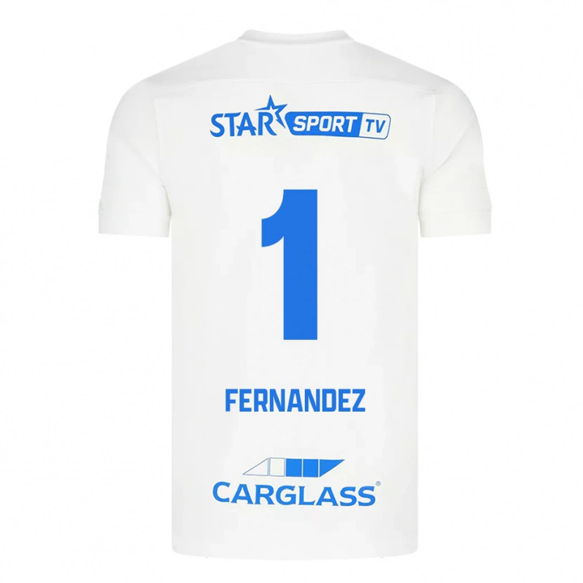 Danxen Uomo Maglia Elias Gonzalez Fernandez #1 Bianco Blu Kit Gara Away 2025/26 Maglietta