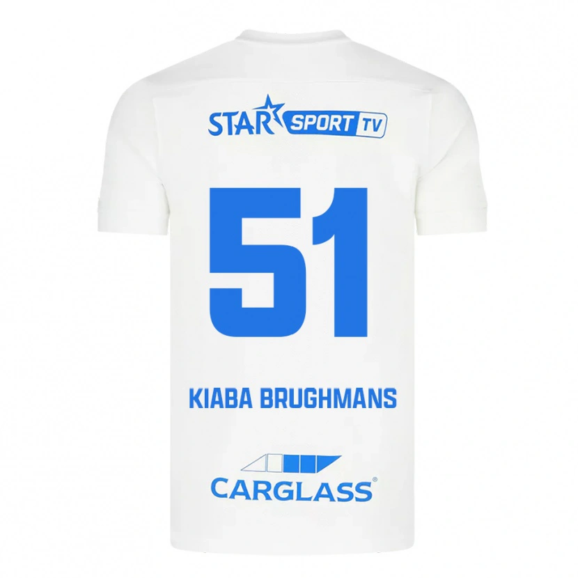 Danxen Uomo Maglia Lucca Brughmans #51 Bianco Blu Kit Gara Away 2025/26 Maglietta