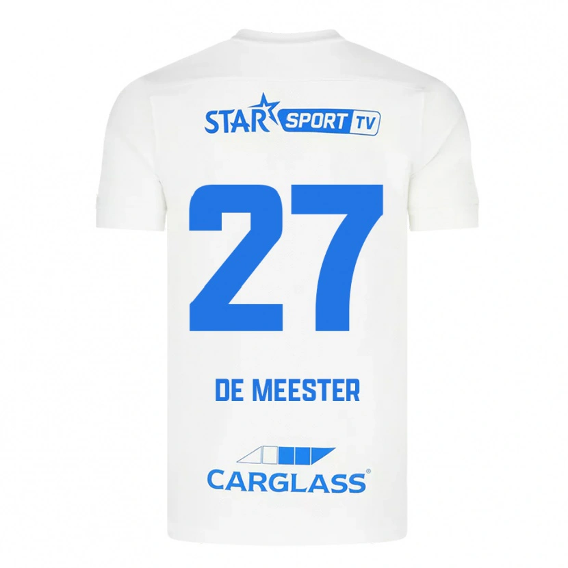 Danxen Uomo Maglia Joyce De Meester #27 Bianco Blu Kit Gara Away 2025/26 Maglietta