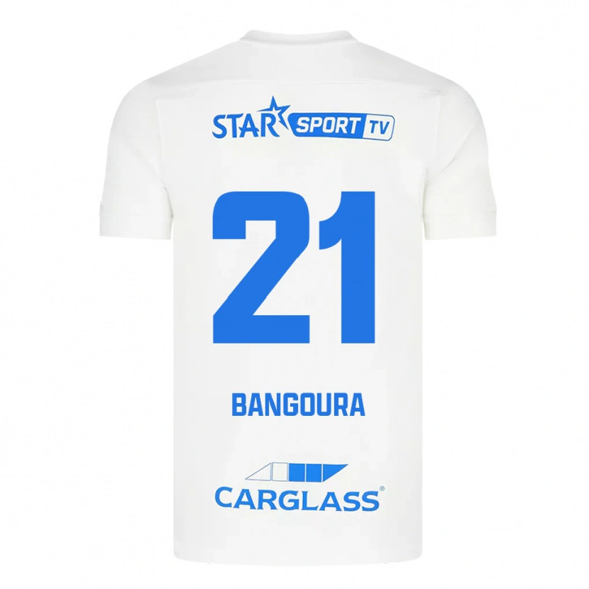 Danxen Uomo Maglia Ibrahima Sory Bangoura #21 Bianco Blu Kit Gara Away 2025/26 Maglietta