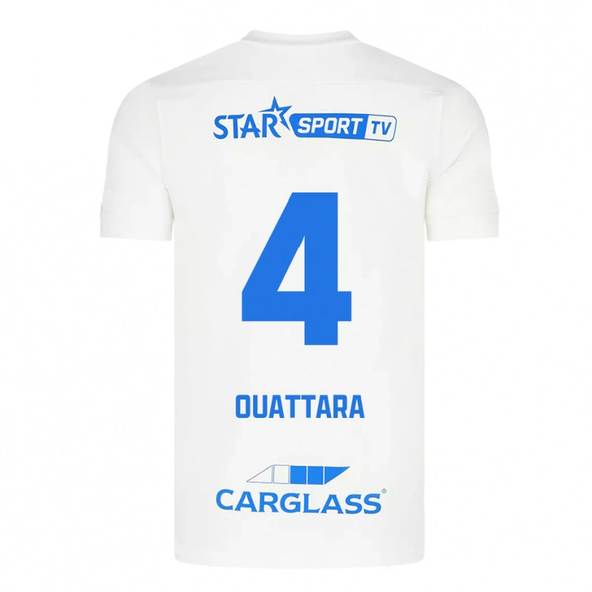 Danxen Uomo Maglia Aziz Ouattara #4 Bianco Blu Kit Gara Away 2025/26 Maglietta