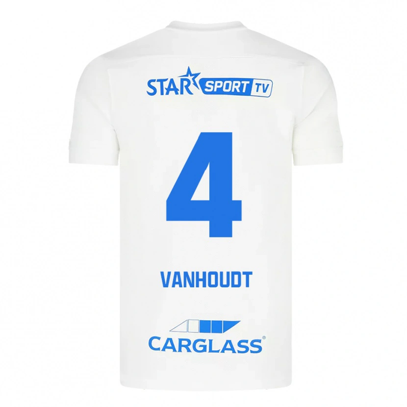 Danxen Uomo Maglia Luna Vanhoudt #4 Bianco Blu Kit Gara Away 2025/26 Maglietta