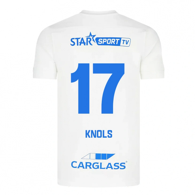 Danxen Uomo Maglia Myrthe Knols #17 Bianco Blu Kit Gara Away 2025/26 Maglietta