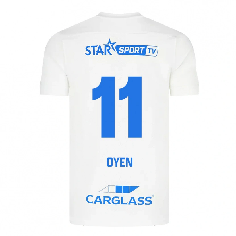 Danxen Uomo Maglia Luca Oyen #11 Bianco Blu Kit Gara Away 2025/26 Maglietta