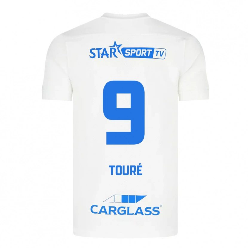 Danxen Uomo Maglia Saïdou Touré #9 Bianco Blu Kit Gara Away 2025/26 Maglietta
