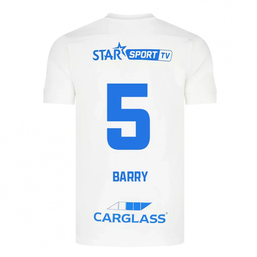 Danxen Uomo Maglia Alpha Barry #5 Bianco Blu Kit Gara Away 2025/26 Maglietta