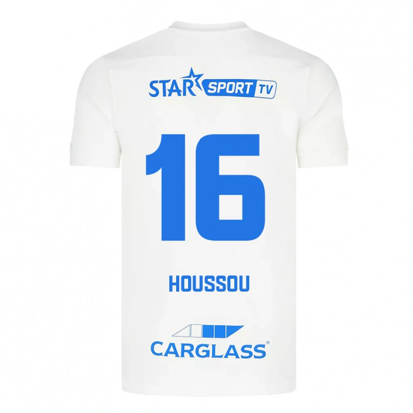 Danxen Uomo Maglia Josué Houssou #16 Bianco Blu Kit Gara Away 2025/26 Maglietta