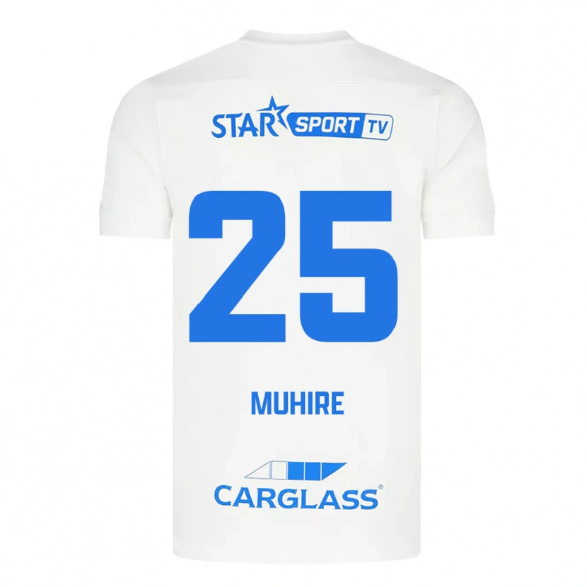 Danxen Uomo Maglia Ian-Confiance Muhire #25 Bianco Blu Kit Gara Away 2025/26 Maglietta