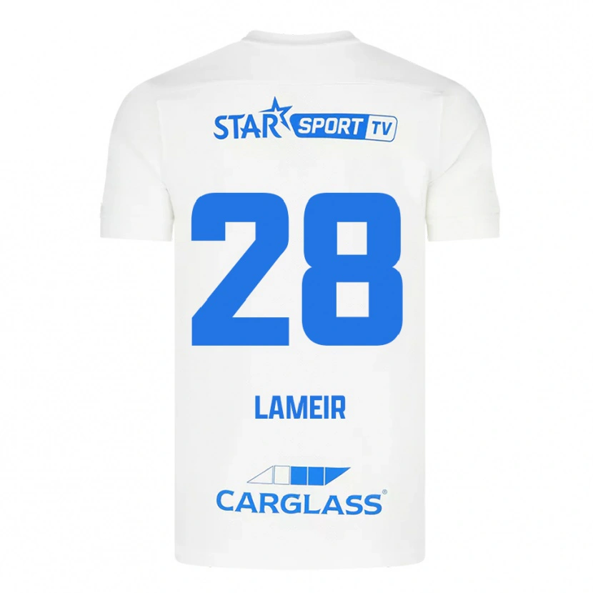Danxen Uomo Maglia Tess Lameir #28 Bianco Blu Kit Gara Away 2025/26 Maglietta