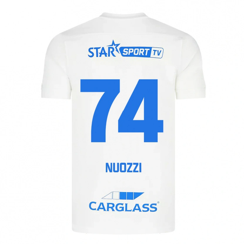 Danxen Uomo Maglia Cédric Nuozzi #74 Bianco Blu Kit Gara Away 2025/26 Maglietta